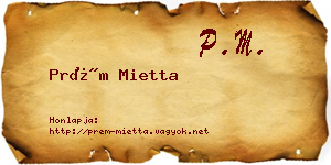 Prém Mietta névjegykártya